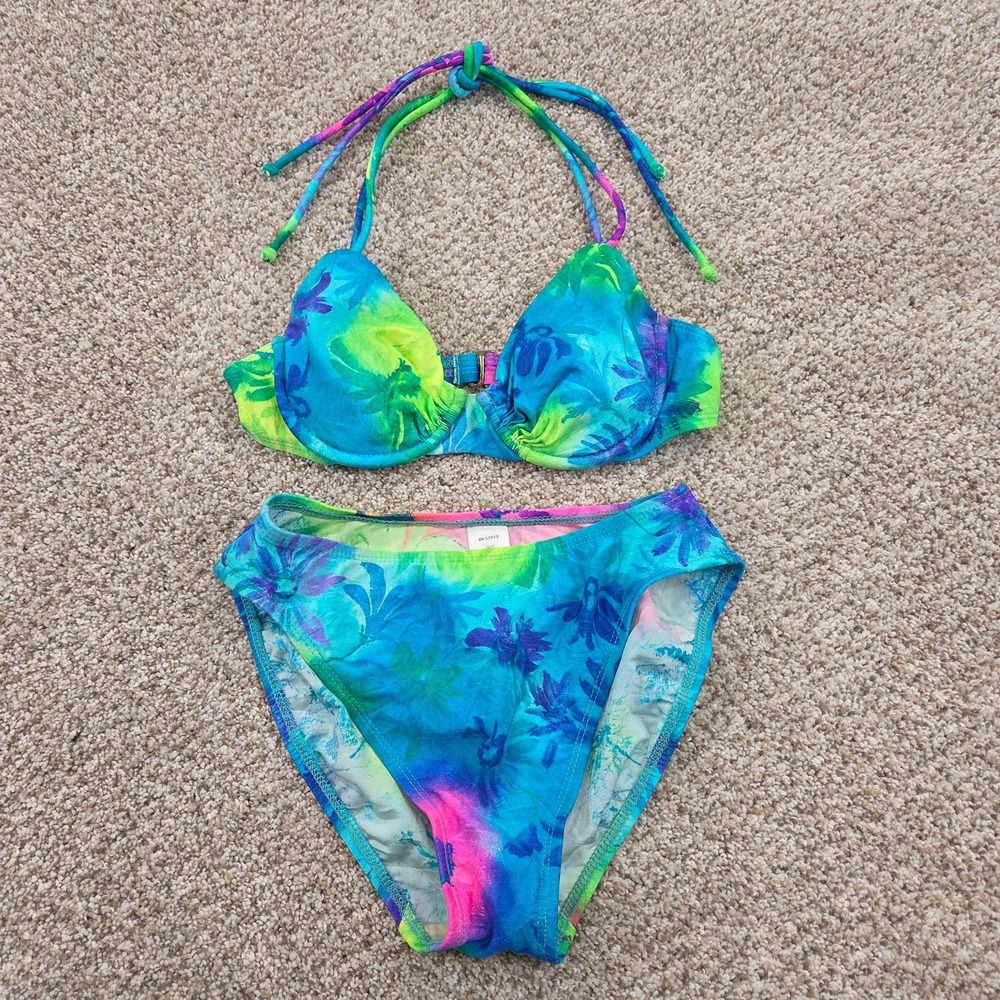 Vintage SESSA TROPICAL Bikini SWIMSUIT Size 6 Hawaiian High Waist NOS Colorful‎